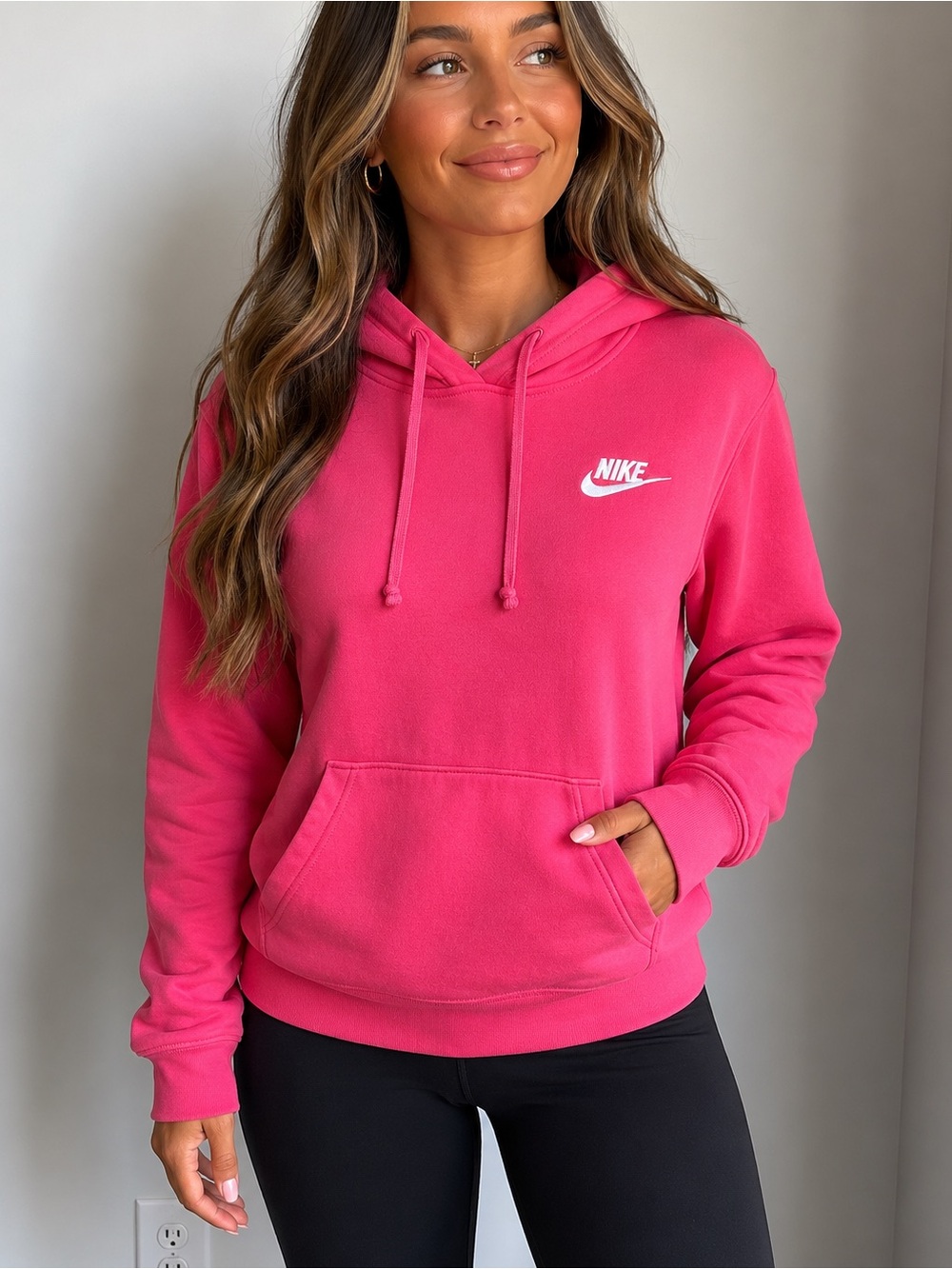 Nike Women's Pink Pullover Hoodie Sweatshirt Size S Cotton Polyester Fleece